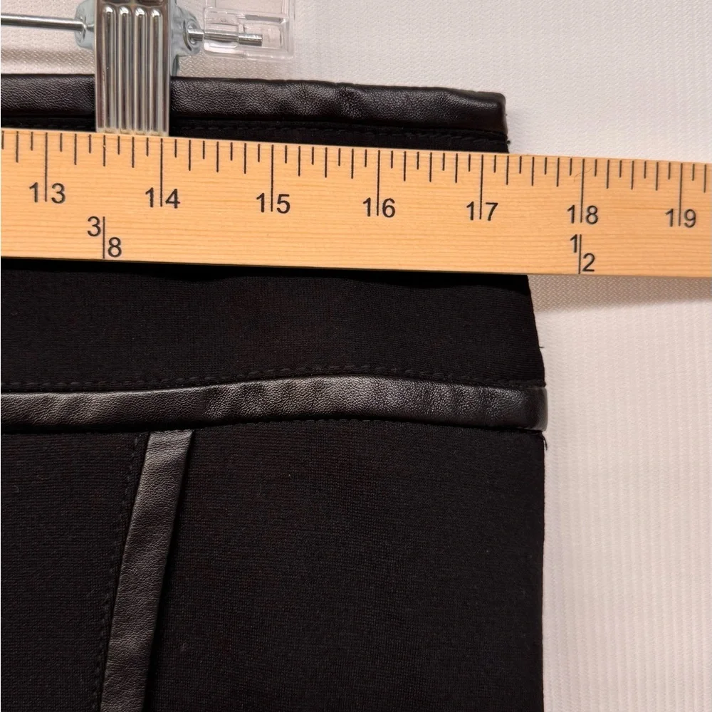 White House Black Market Black Asymmetrical Faux Leather Trim Mini Skirt Size 10